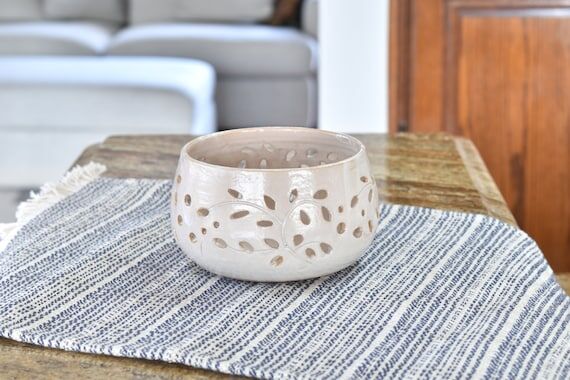 Pottery Candle Votive, Ceramic Stoneware Cand...