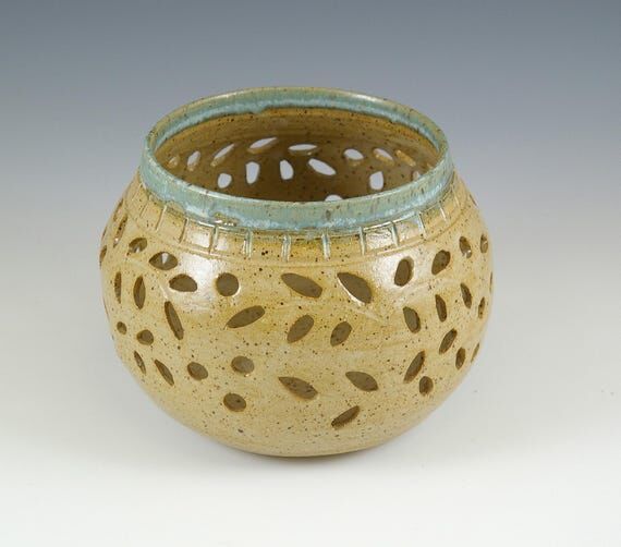 Pottery Candle Holder Luminary, Lantern Table...