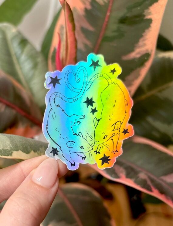 Holographic Rat Sticker Decal - Rainbow Gloss...