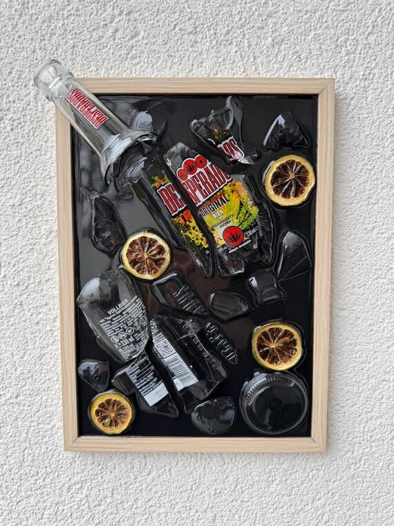 broken bottle art - upscale - vintage gift id...