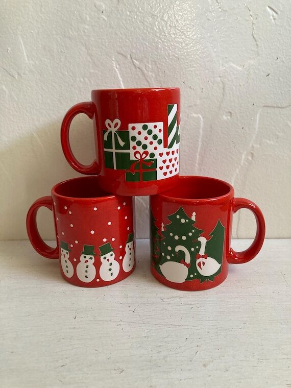 Vintage Set of 3 Waechtersbach Christmas Mugs...