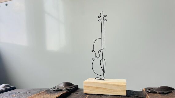 One Line Cello Violin Viola Sculpture Musicia...