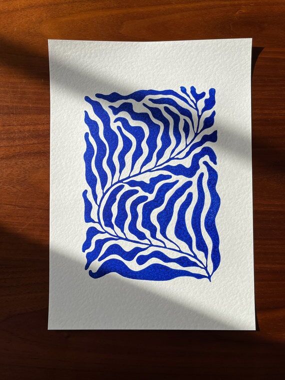 KELP | Blue | A4 | Original Linocut Print | H...