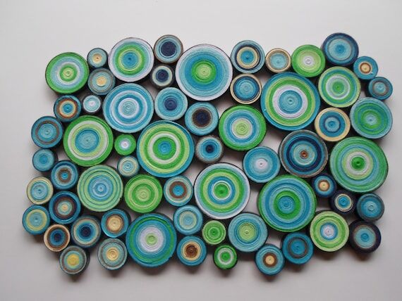 Blue Green Paper Quilling Wall Art: Modern Ge...