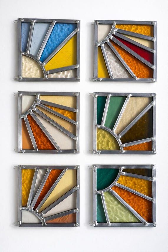 Stained Glass Tile Sun Rays Suncatcher, Handm...