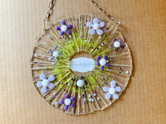 Fused Glass Floral Wreath; Glass Art; Handmad...