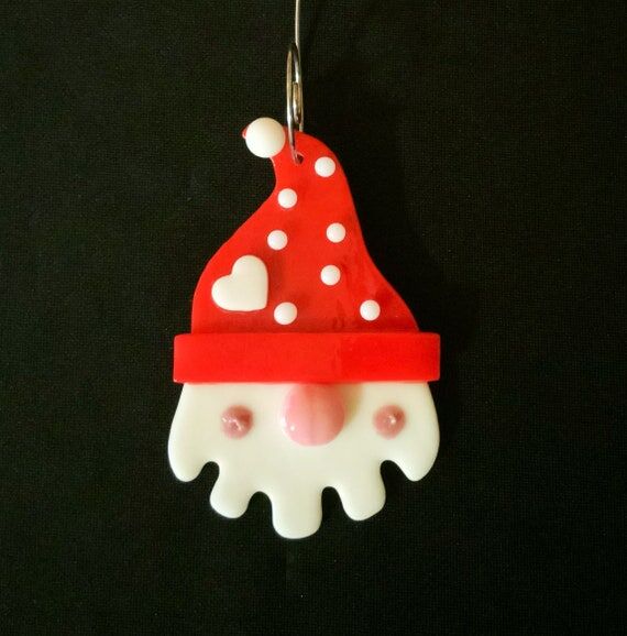 Handmade Fused Glass Santa Ornament: Holiday ...