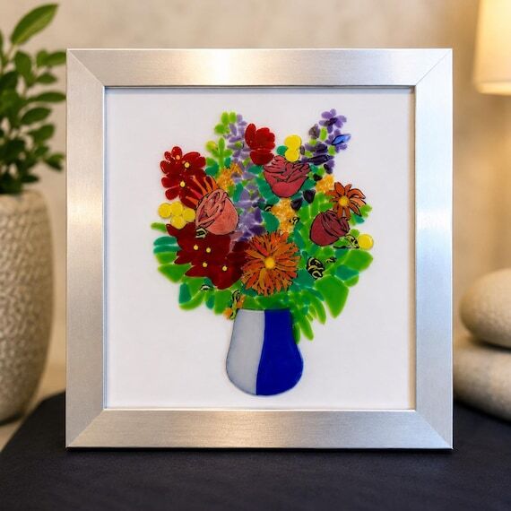 Forever Flowers | Framed Dichroic Glass Flora...