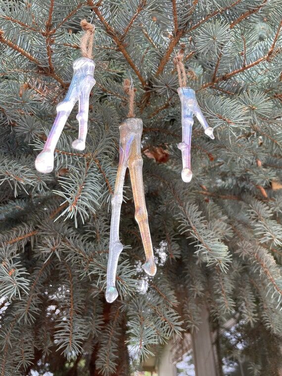 3 Icicle Ornaments - Fused Glass Icicles Trio...