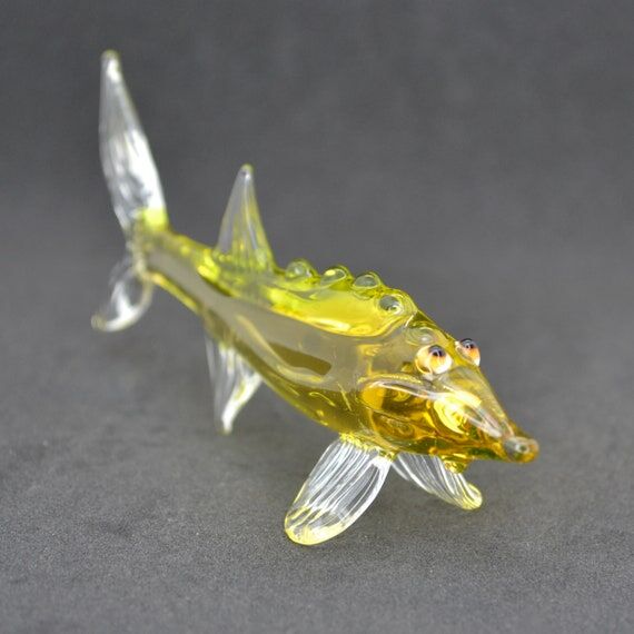 Glass Sturgeon Fish Figurine: Collectible Fis...