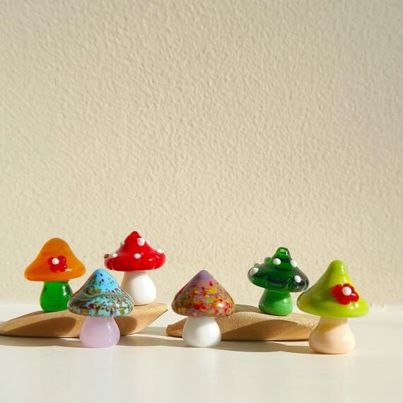 Blown glass mini mushroom ornament glass orna...
