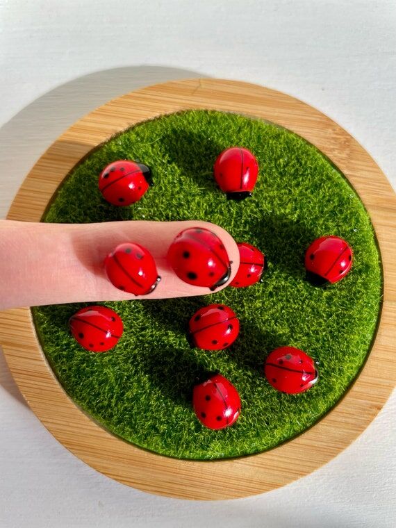 Handmade glass ladybug set Figurine, Blown Gl...