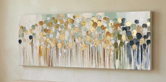 Muted Sage Green and Cream Textured Impasto F...