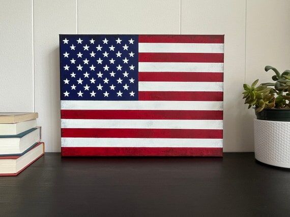 Handmade American Flag Painting: United State...