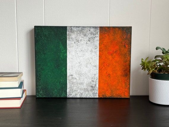 Handmade Ireland Flag Painting: Rustic Irish ...