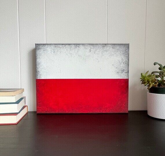 Handmade Poland Flag Painting: Rustic Polish ...