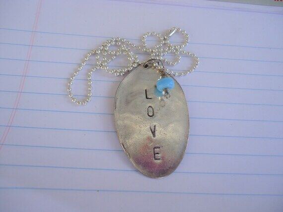 Fork Necklace - Spoon Necklace - Stamped LOVE...