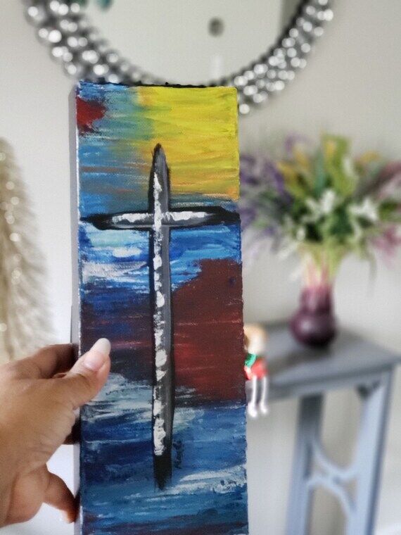 Christian Cross Painting: Palette Knife Art o...