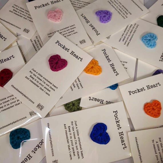 Handmade Crochet Pocket Hearts | Small, Thoug...