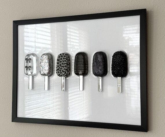 Black Party Popsicle Resin Wall Art: Handmade...