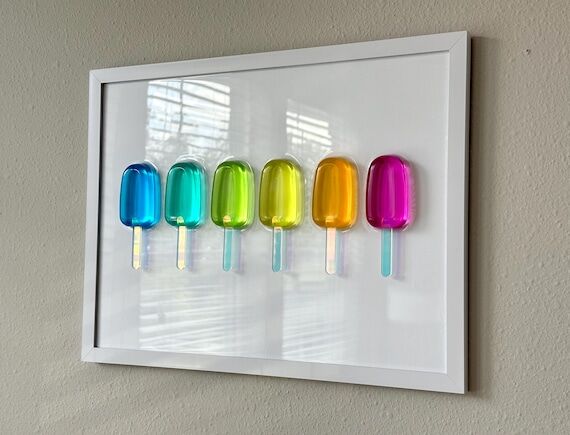 Rainbow Popsicle Resin Wall Art: Handmade Pop...