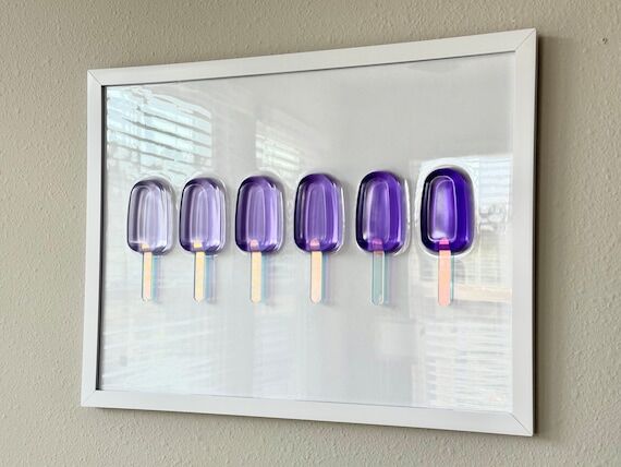 Purple Ombre Popsicle Resin Wall Art: Handmad...