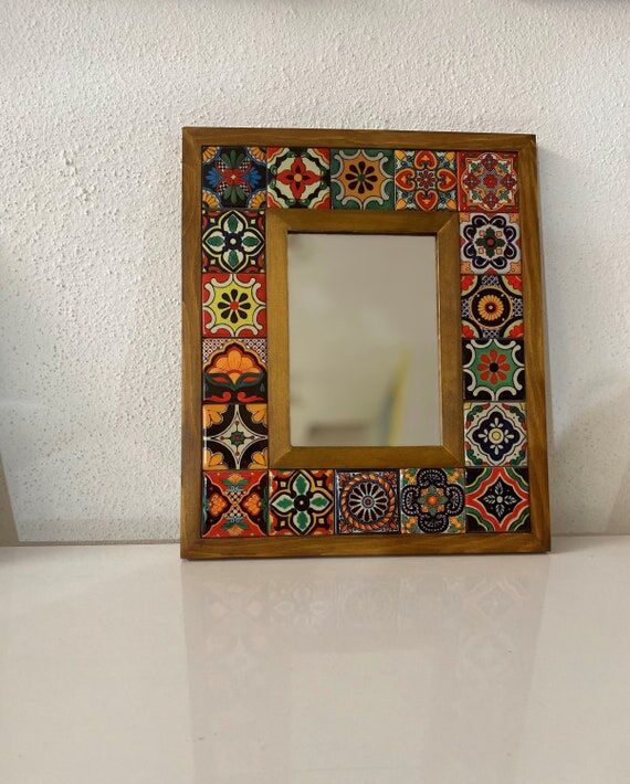 Mosaic Tile Mirror: Handmade Mexican Talavera...