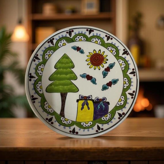 Handmade Ceramic Plates: New Year, Noel Decor...