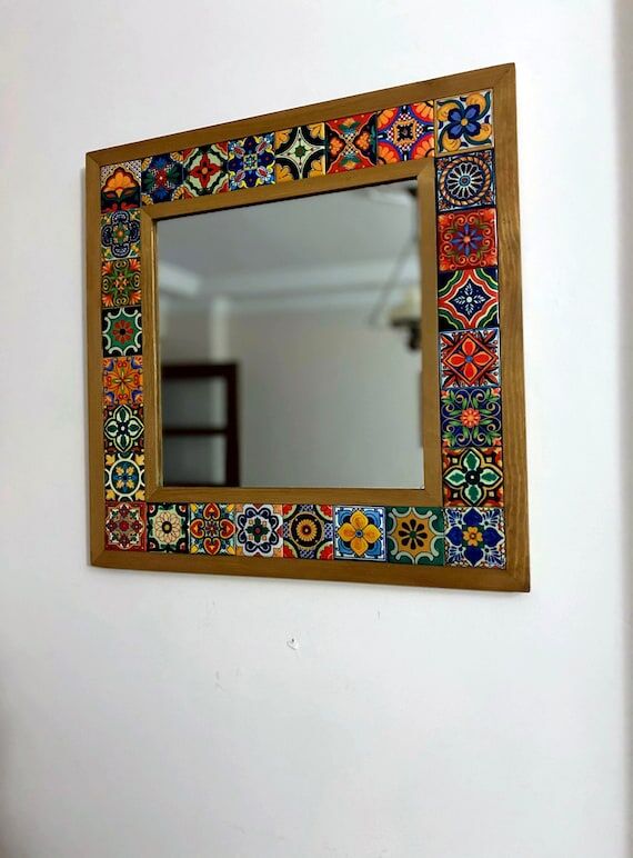 Ethnic Home Decor Mirrors, Tile Mirror, Bohem...