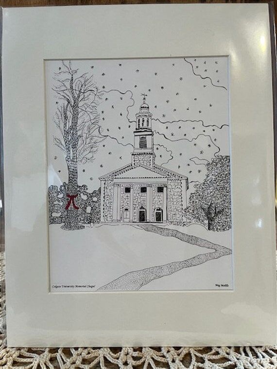 Colgate Memorial Chapel pen and ink...