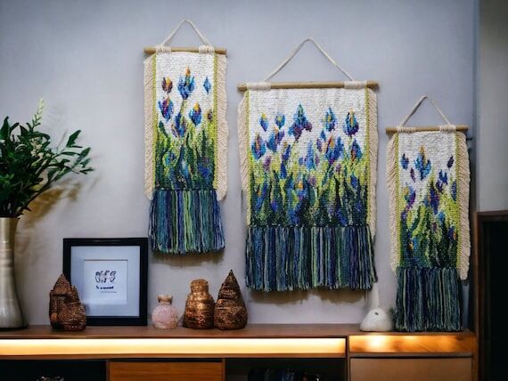 Flower Field Woven Tapestry Wall Hanging | Fi...