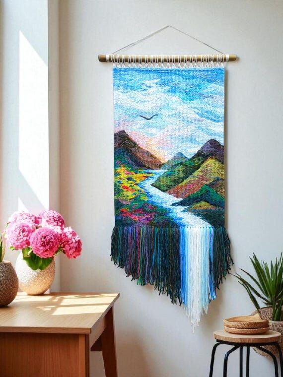 Handmade tapestry - Waterfall | Woven wall ha...