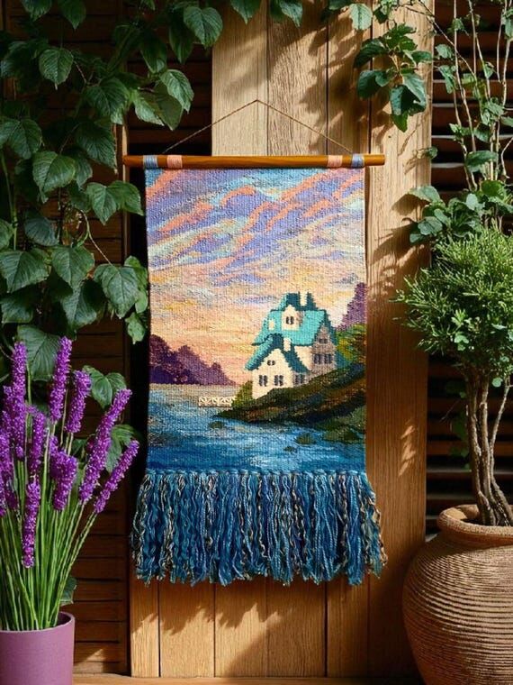 Handmade Woven Tapestry: Landscape Fiber Art ...