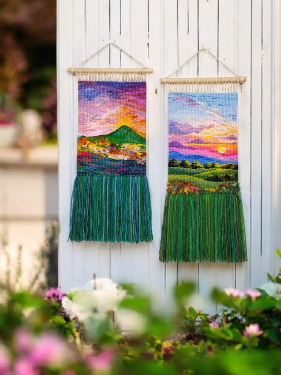 Handwoven Sunset Tapestry – Boho Fiber Art ...