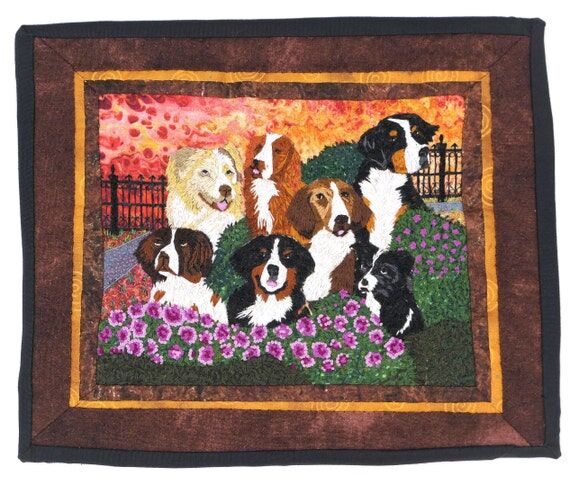 Puppy Portraits Art Quilt: Handmade Fiber Art...