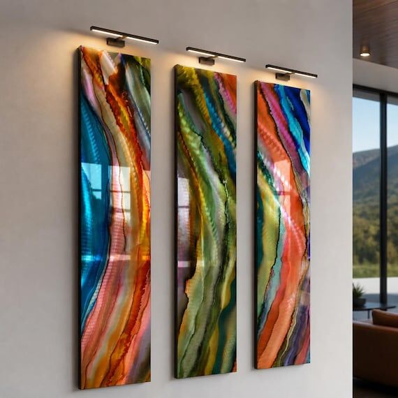 River of Color - 3 piece abstract panels 8&qu...