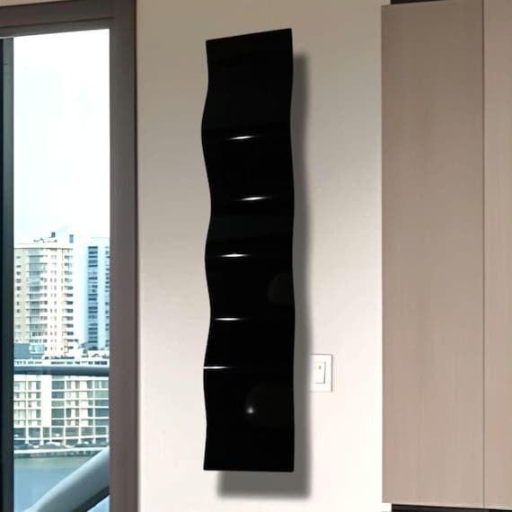 Large Black Wave Metal Wall Art, Modern Sculp...