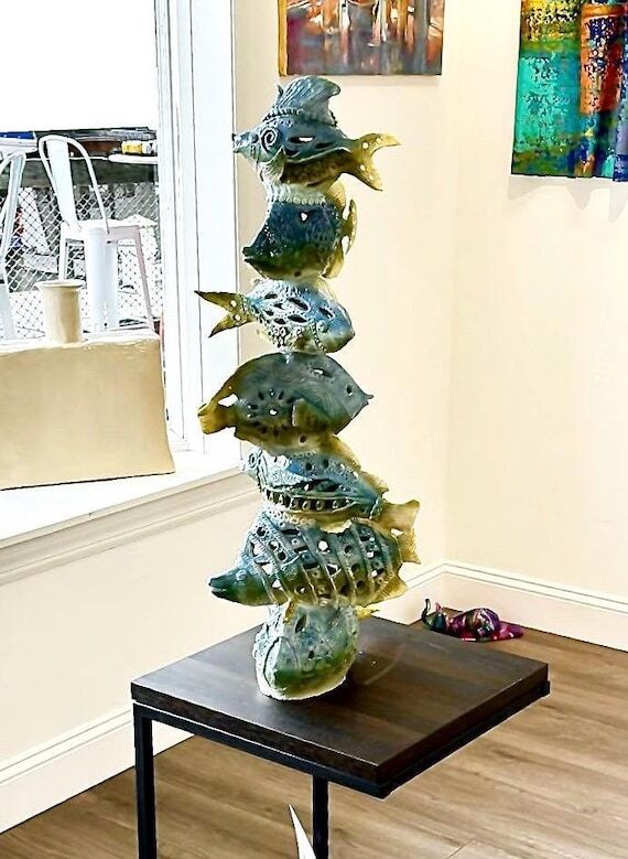Handmade Porcelain Fish Sculpture: Unique Hom...