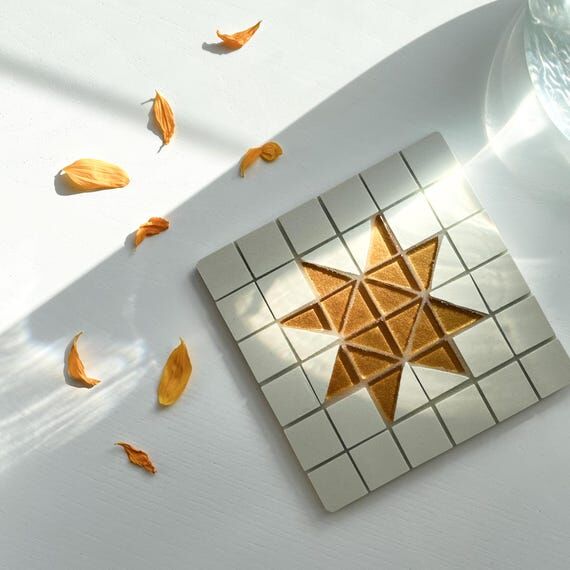 Mosaic Coaster with Christmas Stars Design ...