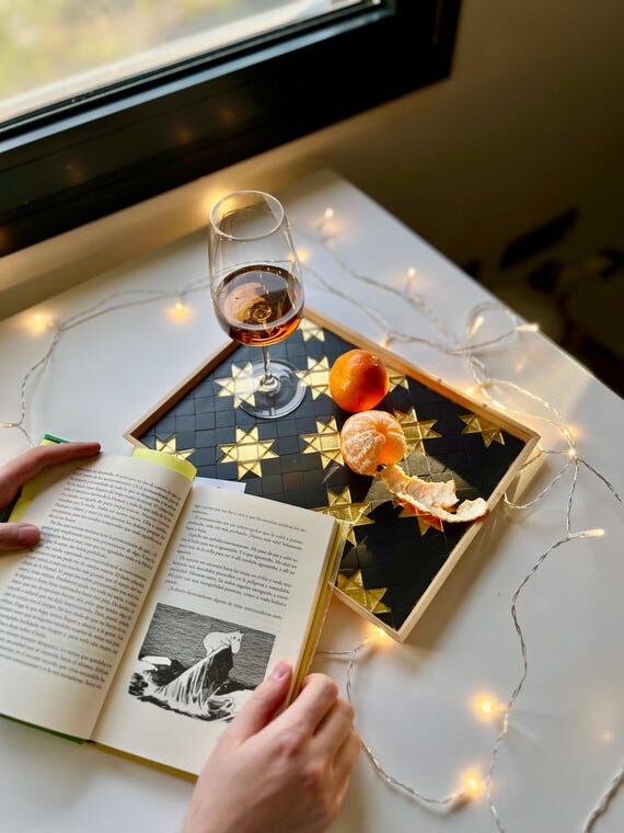 Mosaic Tray with Christmas Starfall Design ...