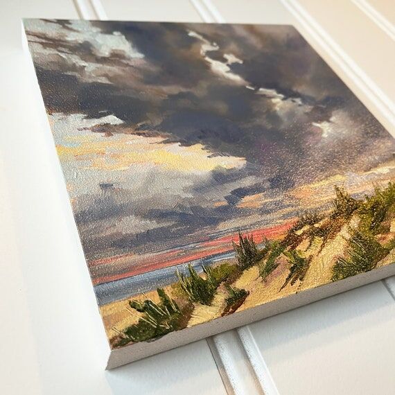 Original Cape Charles Beach Oil Painting, Sea...