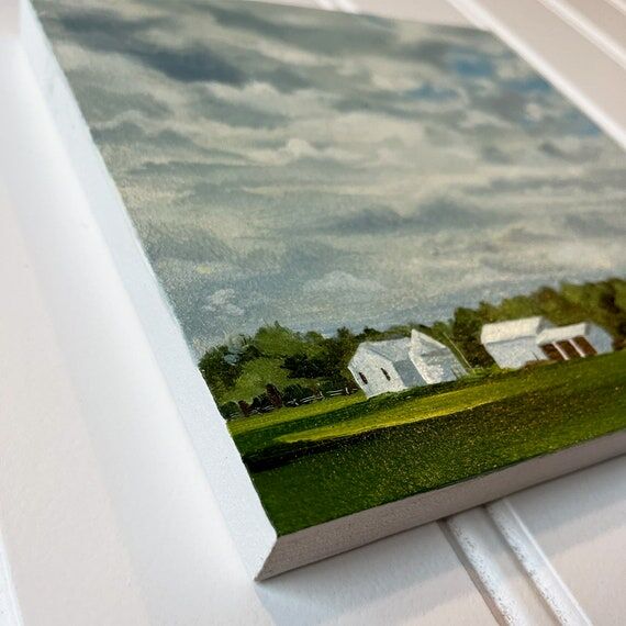 Original Finger Lakes Farm Oil Painting, 8x8 ...