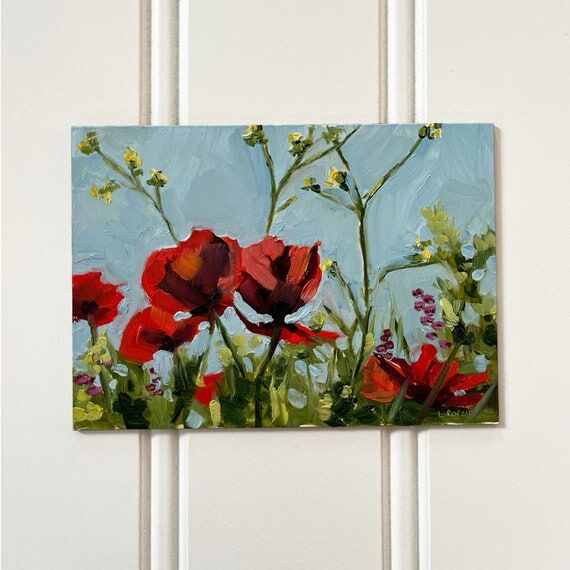 Mini Poppy 2, Original Oil Painting Unframed ...