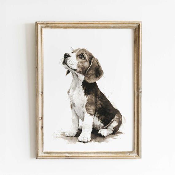 Beagle Puppy Watercolor Print – Sweet Dog P...