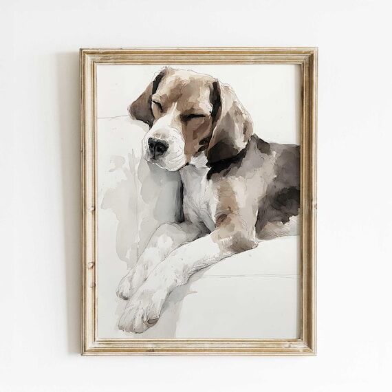 Beagle Dog Watercolor Print – Calm Dog Port...