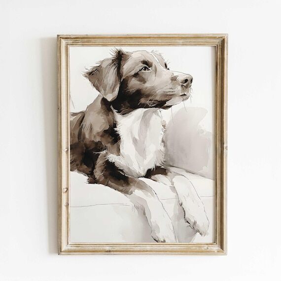 Border Collie Wall Art Print, Dog Watercolor ...