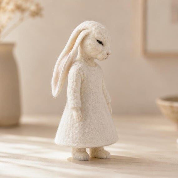 Dark Fairytale Needle Felted Rabbit, Handmade...