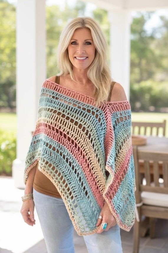 Boho Poncho Crochet Pattern: Easy Women's Top...