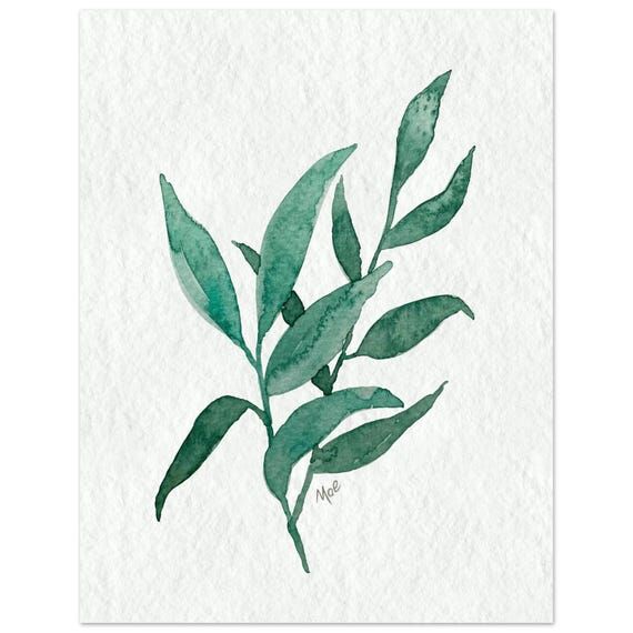 Serene Turquoise Green Leaves - Loose Waterco...