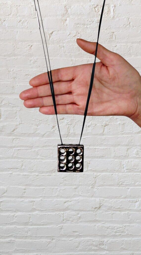 Handmade Ceramic Geometric Necklace: Modern M...